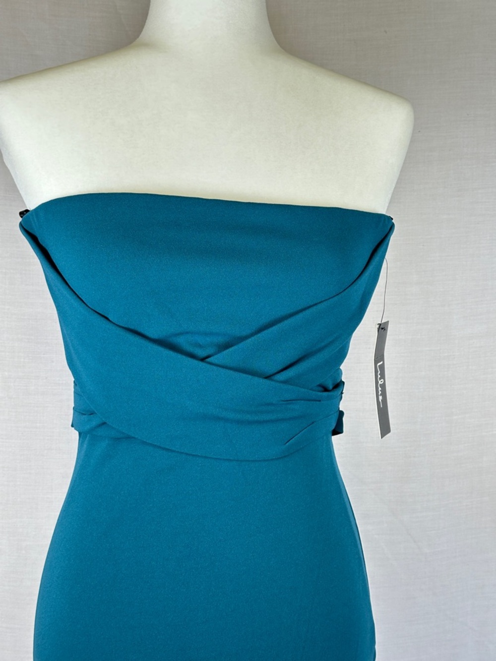 Lulu's Teal Strapless Fold-Over Dress for Wedding, Prom, Formal, Homecoming